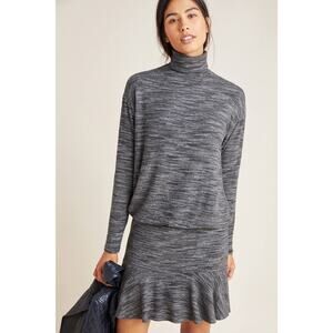 New Anthropologie Bailey 44 Greta Mock-Neck Long Sleeve Mini Dress $160 XS Gray